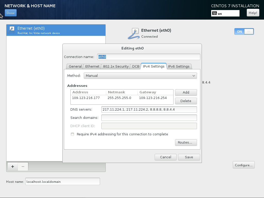 Instalace CentOS 7 TvujWeb.CZ nápověda