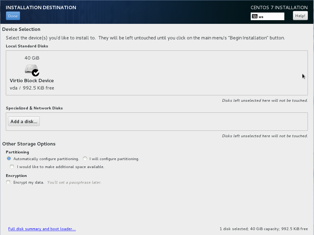 Instalace CentOS 7 TvujWeb.CZ nápověda