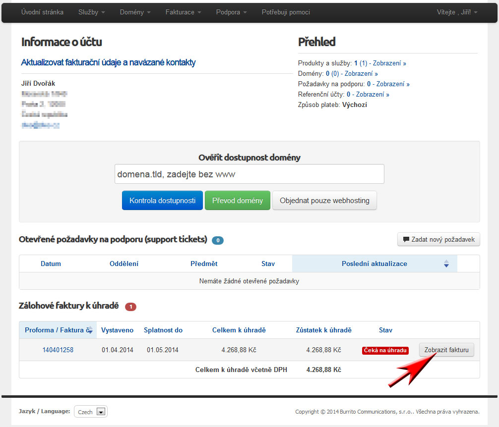 Nápověda TvujWeb.cz