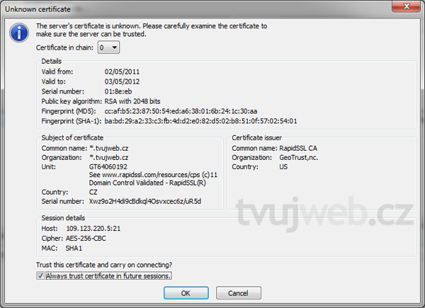 Nápověda TvujWeb.cz - FTP - FileZilla