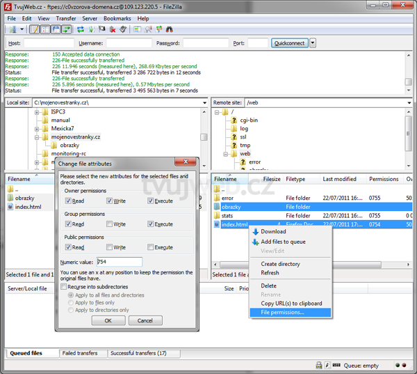 Nápověda TvujWeb.cz - FTP - FileZilla