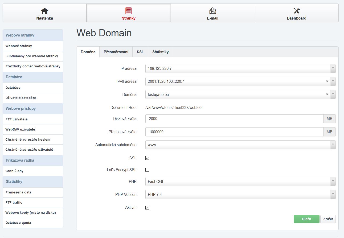 Nápověda TvujWeb.cz