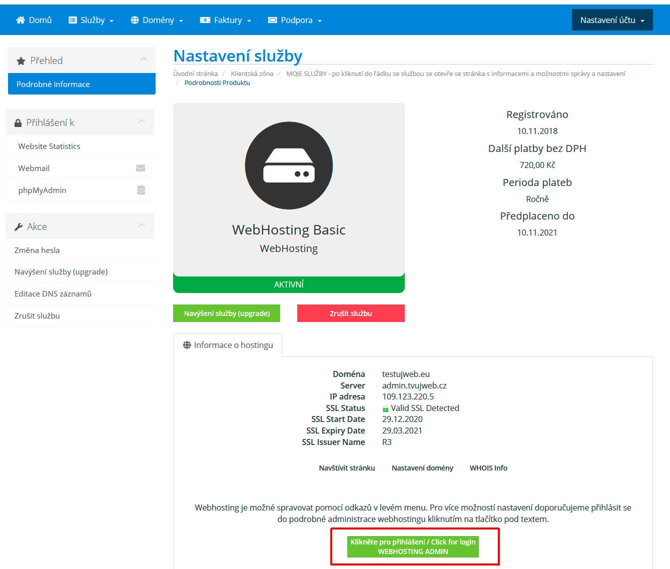 Nápověda TvujWeb.cz