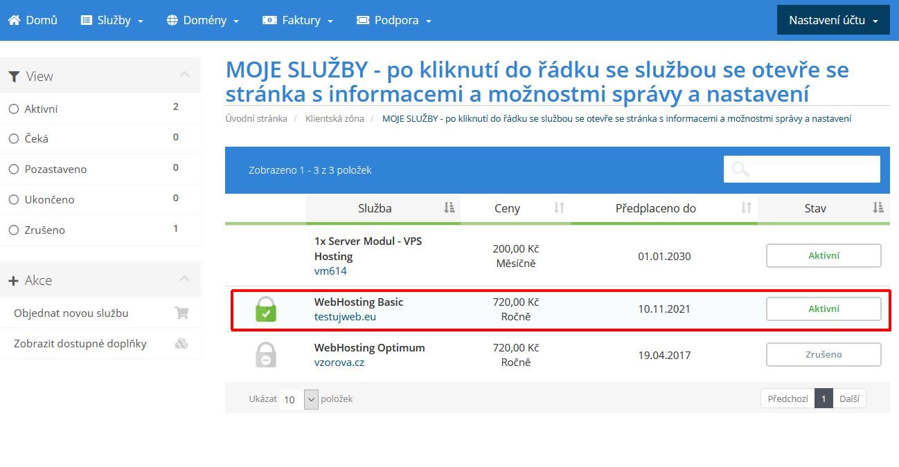 Nápověda TvujWeb.cz