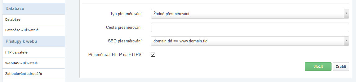 Let's Encrypt - výběr stránky