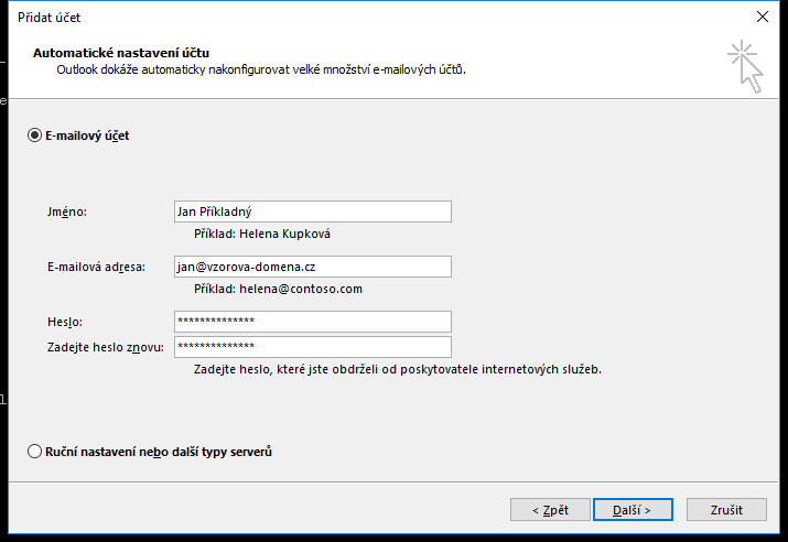 Tvujweb.cz Nápověda - Nastavení IMAP pro Outlook 2016 Tvujweb.cz Nápověda - Nastavení IMAP pro Outlook 2016