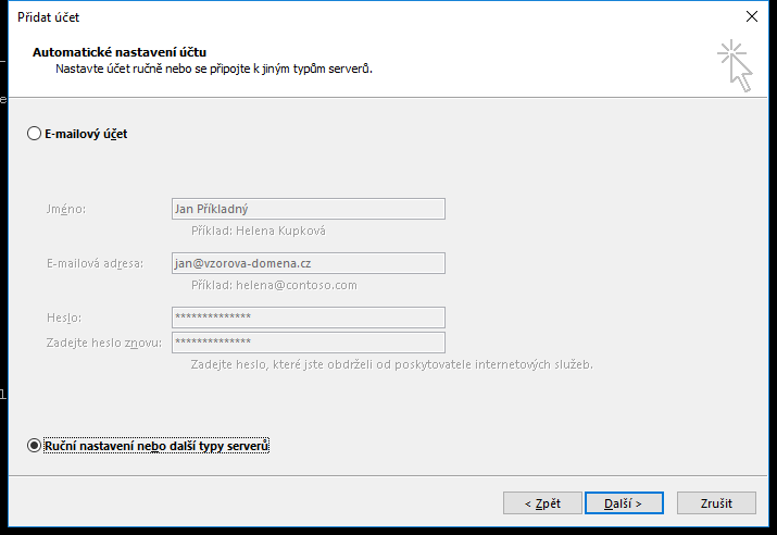 Tvujweb.cz Nápověda - Nastavení IMAP pro Outlook 2016 Tvujweb.cz Nápověda - Nastavení IMAP pro Outlook 2016
