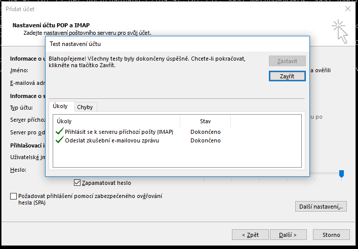 Tvujweb.cz Nápověda - Nastavení IMAP pro Outlook 2016 Tvujweb.cz Nápověda - Nastavení IMAP pro Outlook 2016