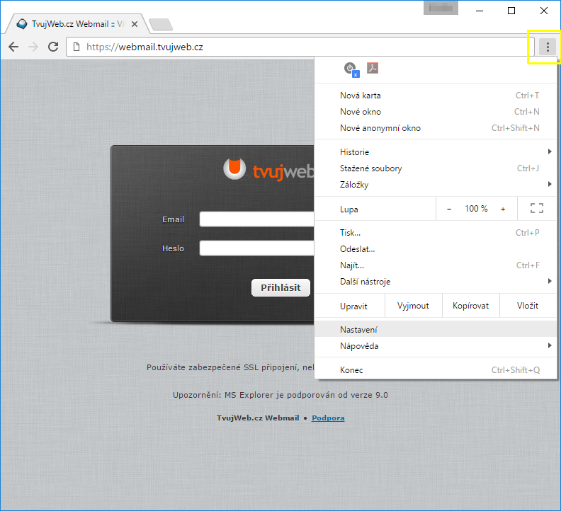Nápověda TvujWeb.cz