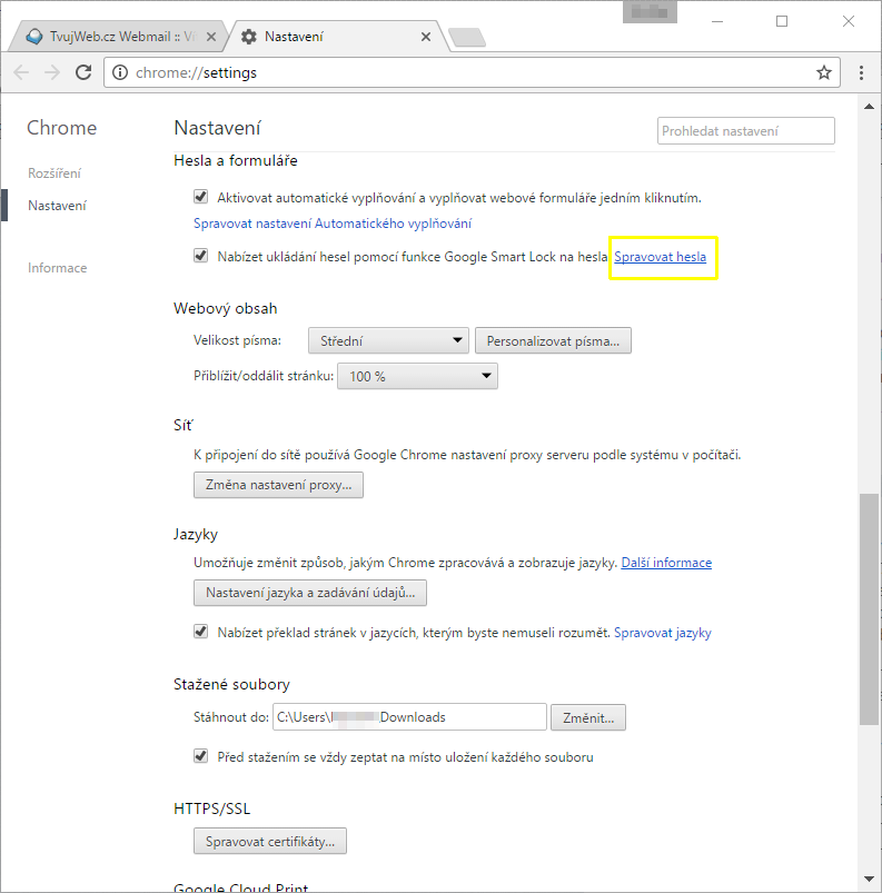 Nápověda TvujWeb.cz