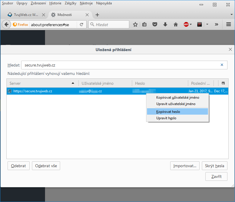 Nápověda TvujWeb.cz