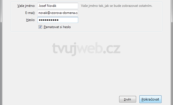 Nápověda TvujWeb.CZ - Mozilla  Thunderbird s prokolem IMAP
