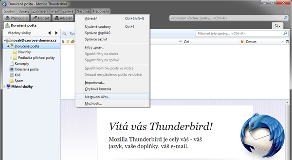 Nápověda TvujWeb.CZ - Mozilla  Thunderbird s prokolem IMAP