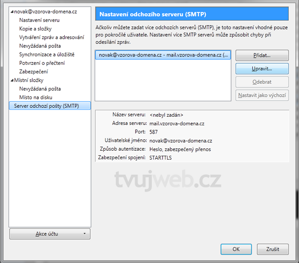 Nápověda TvujWeb.CZ - Mozilla  Thunderbird s prokolem IMAP