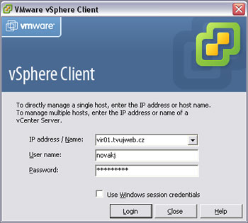 WWW.TVUJWEB.CZ - Nápověda<br>VPS - Virtuální privátní servery:<br>- ovládání VMware vSphere konzole<br>- instalace VMwareTools pro VMware ESXi