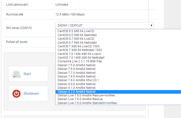 Nápověda - ovládání VPS