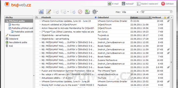 Nápověda TvujWeb.CZ  - WEBMAIL