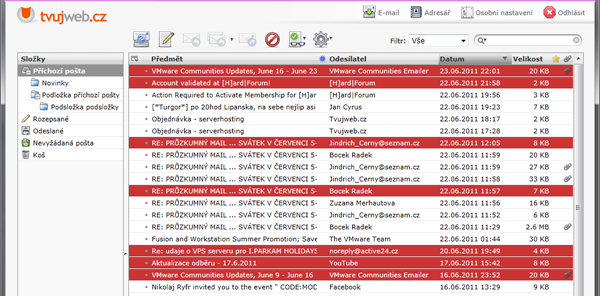 Nápověda TvujWeb.CZ  - WEBMAIL