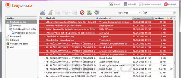 Nápověda TvujWeb.CZ  - WEBMAIL