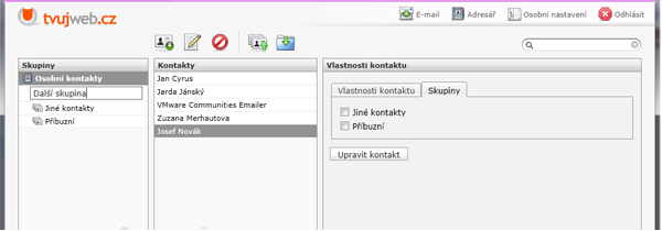 Nápověda TvujWeb.CZ  - WEBMAIL