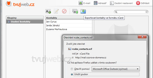 Nápověda TvujWeb.CZ  - WEBMAIL