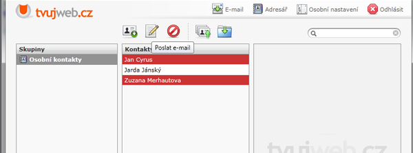 Nápověda TvujWeb.CZ  - WEBMAIL
