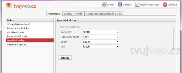 Nápověda TvujWeb.CZ  - WEBMAIL
