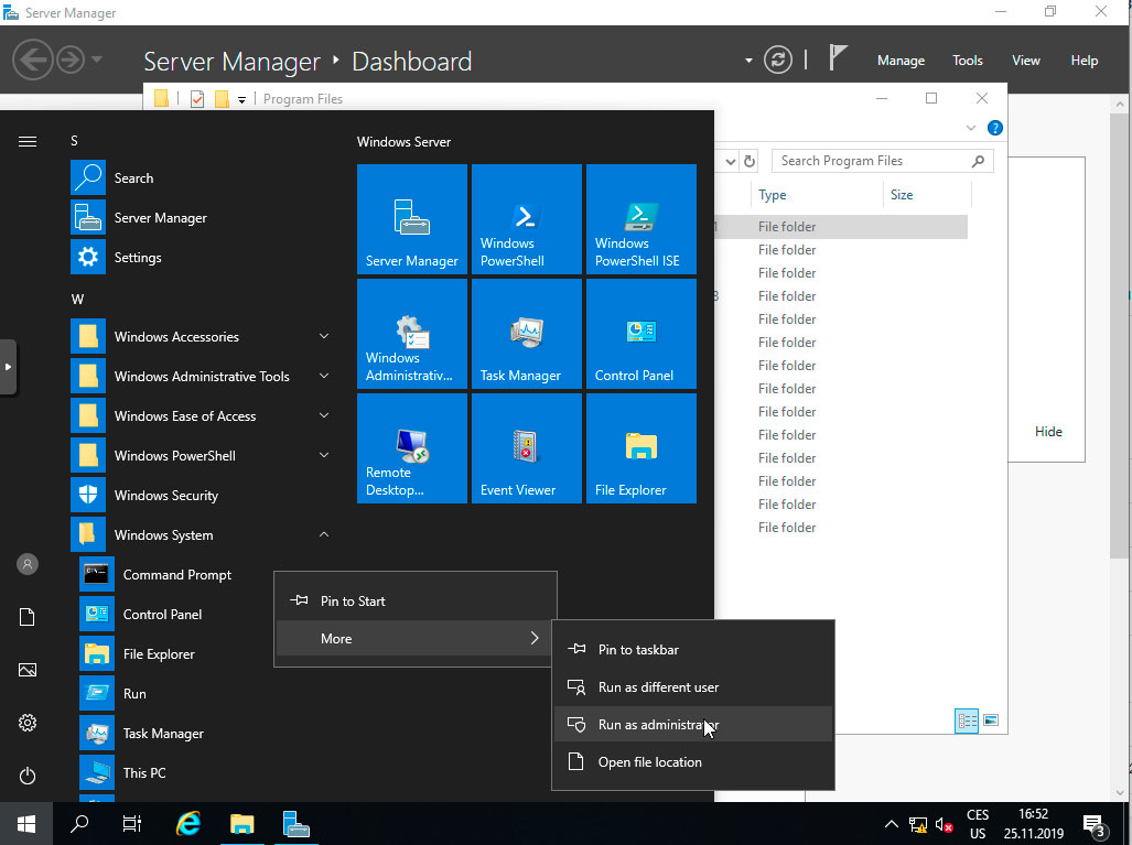 TvujWeb.cz VPS hosting- Windows Server 2019 nápověda