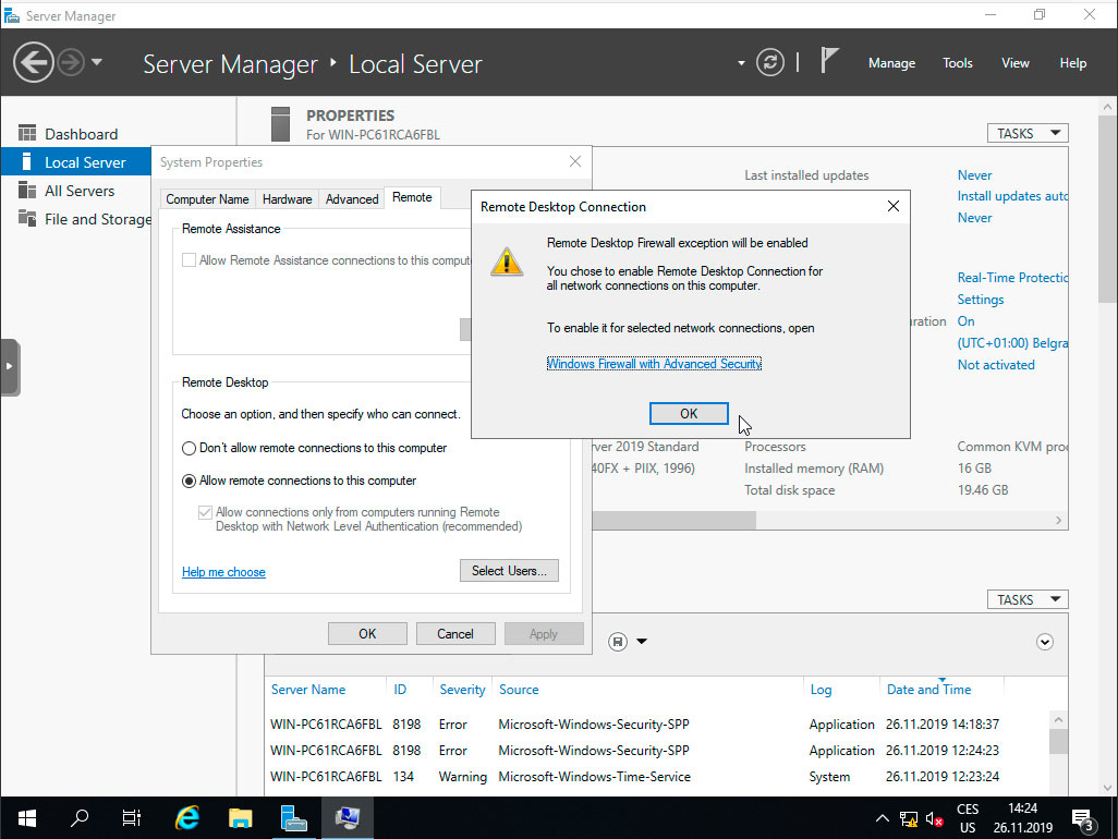 TvujWeb.cz VPS hosting- Windows Server 2019 nápověda